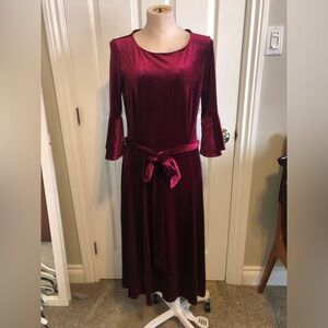 Elegant Burgundy Velvet Dress Homrain